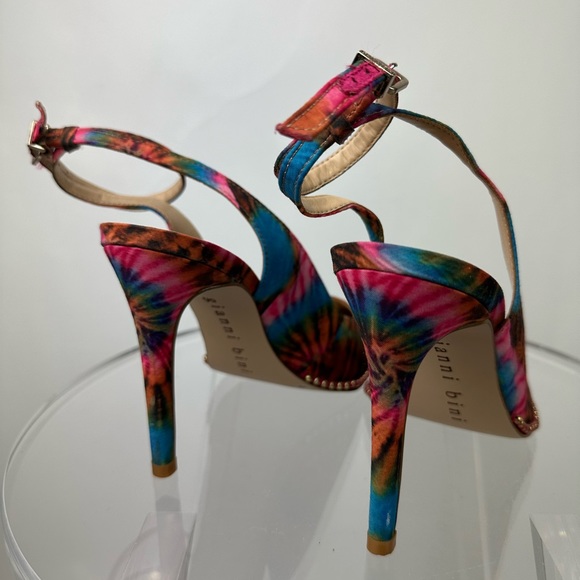 GIANNI BINI TYE DYE STUDDED ANKLE WRAP STRAP PUMPS - Picture 5 of 9